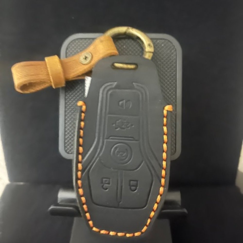 Ford  Leather Key Fob Cover Case Black5B #836